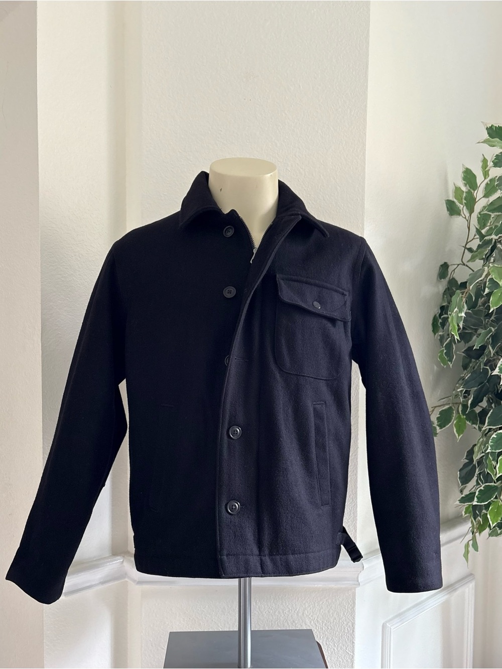 Old Navy Black Button-Front Wool Blend Jacket